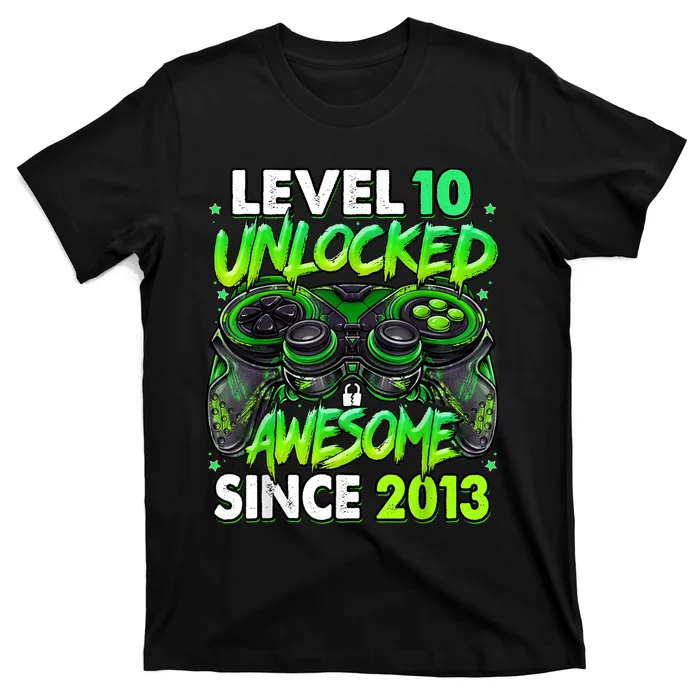 Level 10 Unlocked Awesome Since 2013 10th Birthday Gaming T-Shirt