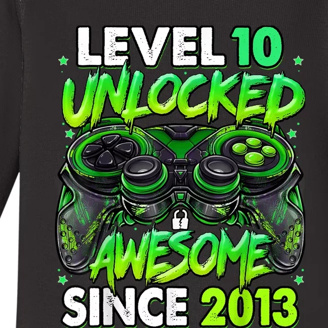 Level 10 Unlocked Awesome Since 2013 10th Birthday Gaming Baby Long Sleeve Bodysuit