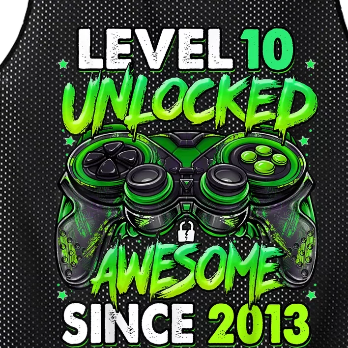 Level 10 Unlocked Awesome Since 2013 10th Birthday Gaming Mesh Reversible Basketball Jersey Tank