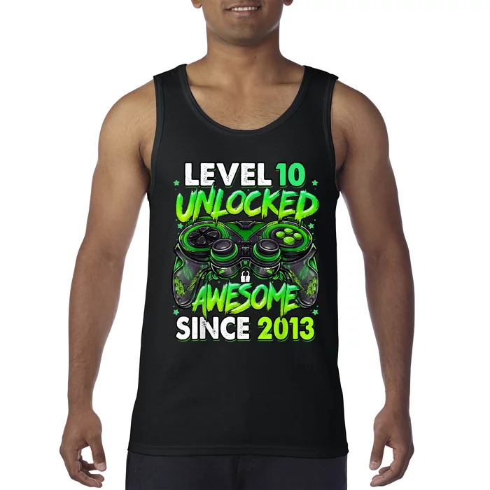 Level 10 Unlocked Awesome Since 2013 10th Birthday Gaming Tank Top