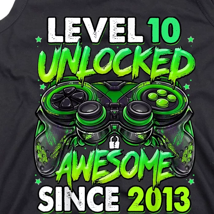 Level 10 Unlocked Awesome Since 2013 10th Birthday Gaming Tank Top