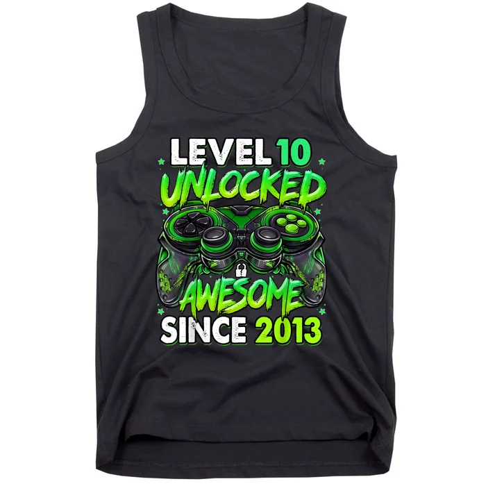 Level 10 Unlocked Awesome Since 2013 10th Birthday Gaming Tank Top