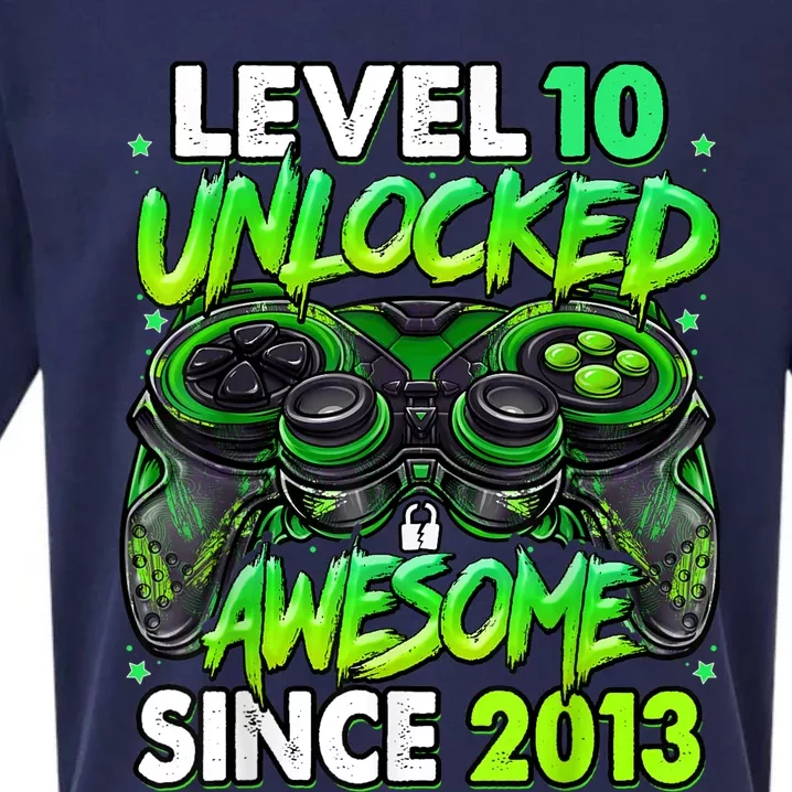 Level 10 Unlocked Awesome Since 2013 10th Birthday Gaming Sueded Cloud Jersey T-Shirt