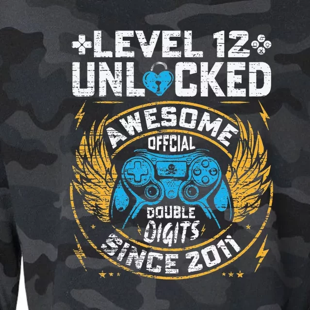 Level 12 Unlocked Awesome Since 2011 12nd Birthday Gaming Cropped Pullover Crew