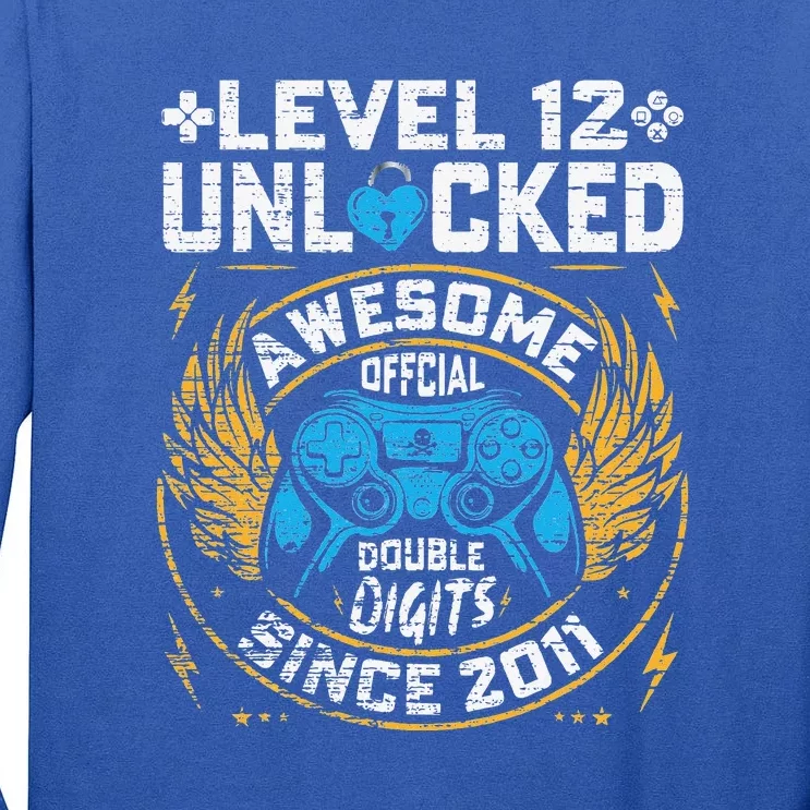 Level 12 Unlocked Awesome Since 2011 12nd Birthday Gaming Tall Long Sleeve T-Shirt