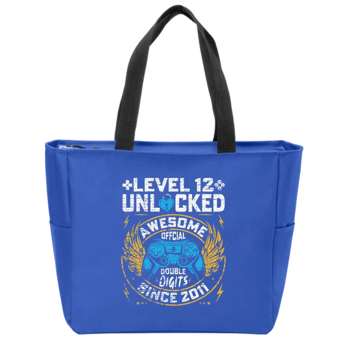 Level 12 Unlocked Awesome Since 2011 12nd Birthday Gaming Zip Tote Bag