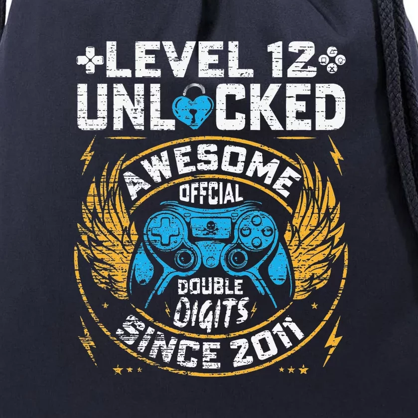 Level 12 Unlocked Awesome Since 2011 12nd Birthday Gaming Drawstring Bag