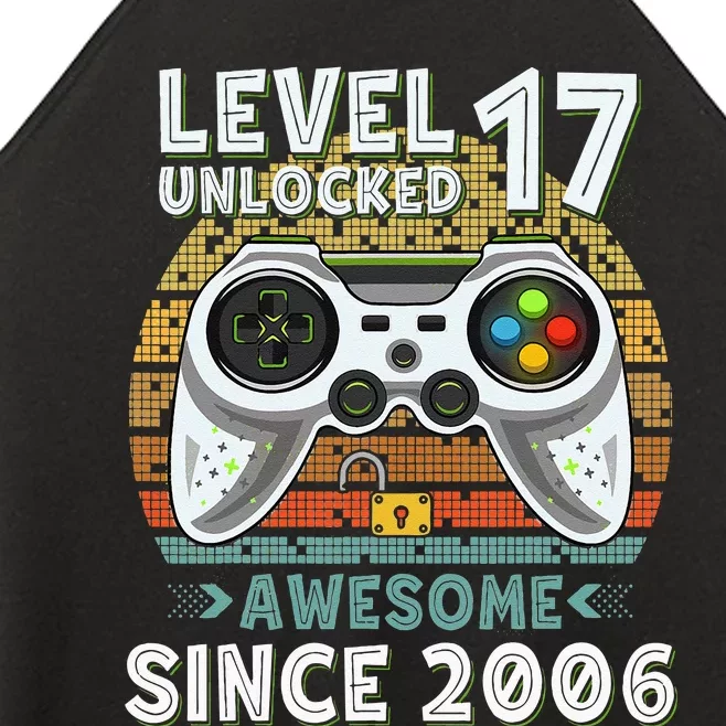 Level 17 Unlocked Awesome 2006 Funny Gamer 17th Birthday Women’s Perfect Tri Rocker Tank