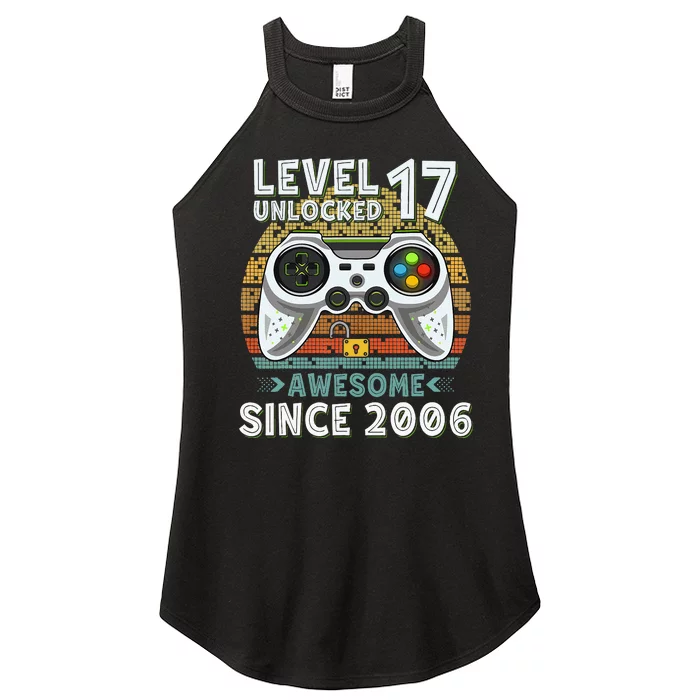 Level 17 Unlocked Awesome 2006 Funny Gamer 17th Birthday Women’s Perfect Tri Rocker Tank