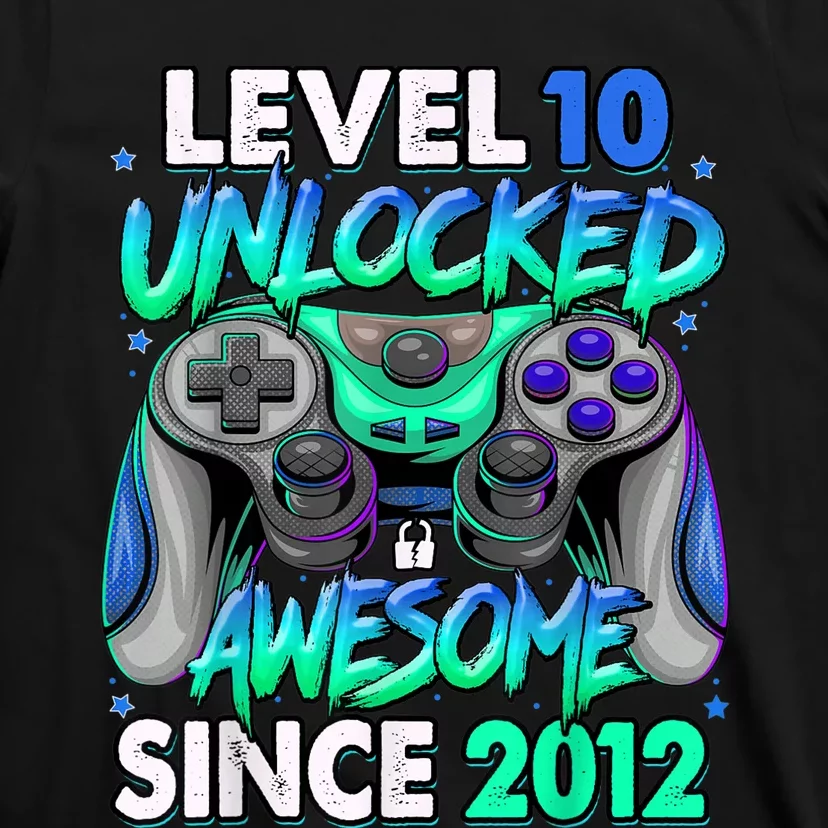 Level 10 Unlocked Awesome Since 2012 10th Birthday Gaming T-Shirt