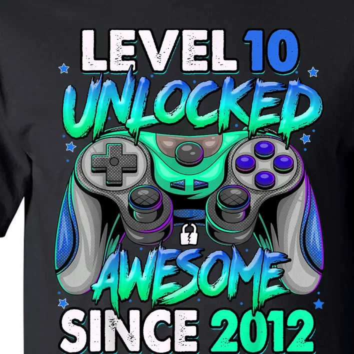 Level 10 Unlocked Awesome Since 2012 10th Birthday Gaming Tall T-Shirt