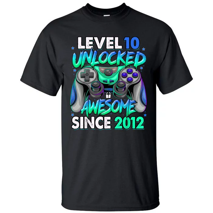 Level 10 Unlocked Awesome Since 2012 10th Birthday Gaming Tall T-Shirt