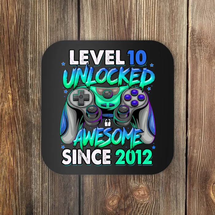 Level 10 Unlocked Awesome Since 2012 10th Birthday Gaming Coaster