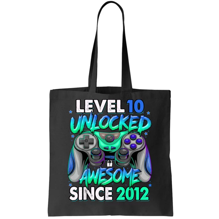 Level 10 Unlocked Awesome Since 2012 10th Birthday Gaming Tote Bag