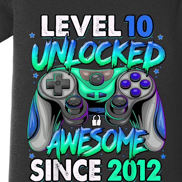 Level 10 Unlocked Awesome Since 2012 10th Birthday Gaming Baby Bodysuit