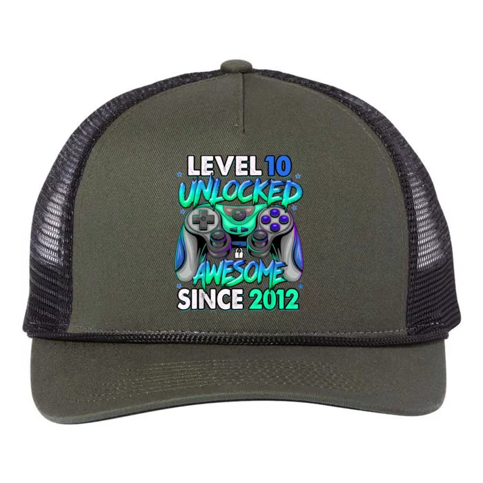 Level 10 Unlocked Awesome Since 2012 10th Birthday Gaming Retro Rope Trucker Hat Cap