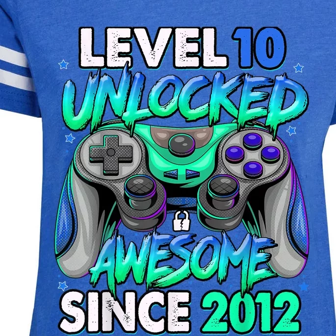 Level 10 Unlocked Awesome Since 2012 10th Birthday Gaming Enza Ladies Jersey Football T-Shirt