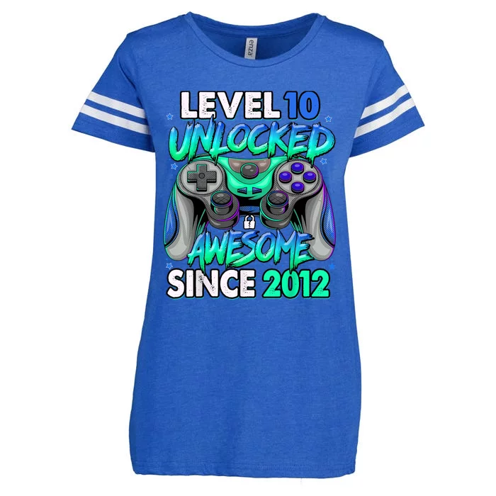 Level 10 Unlocked Awesome Since 2012 10th Birthday Gaming Enza Ladies Jersey Football T-Shirt