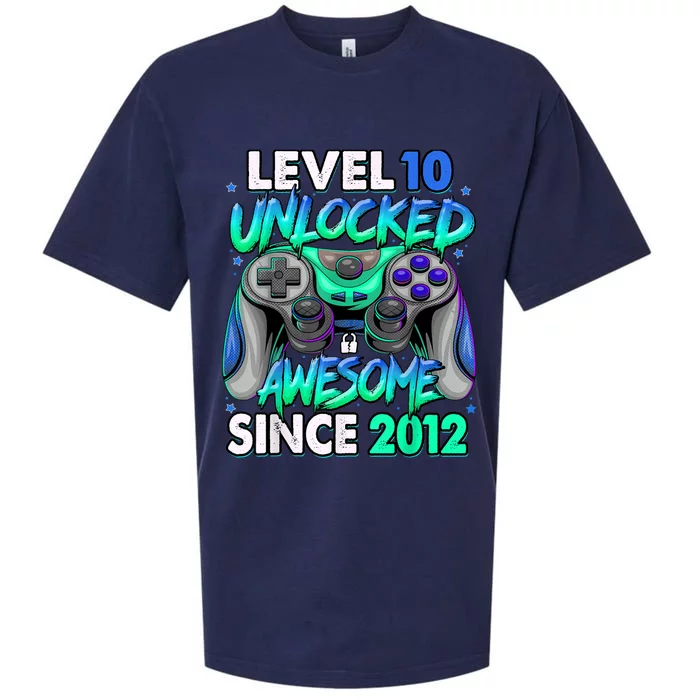 Level 10 Unlocked Awesome Since 2012 10th Birthday Gaming Sueded Cloud Jersey T-Shirt