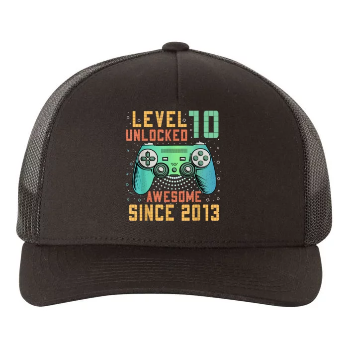 Level 10 Unlocked 10th Birthday 10 Year Old Boy Gamer Bday Yupoong Adult 5-Panel Trucker Hat