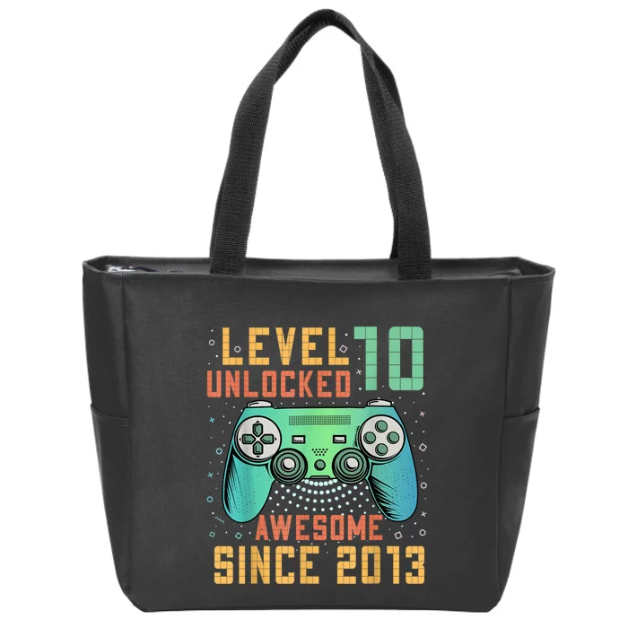 Level 10 Unlocked 10th Birthday 10 Year Old Boy Gamer Bday Zip Tote Bag