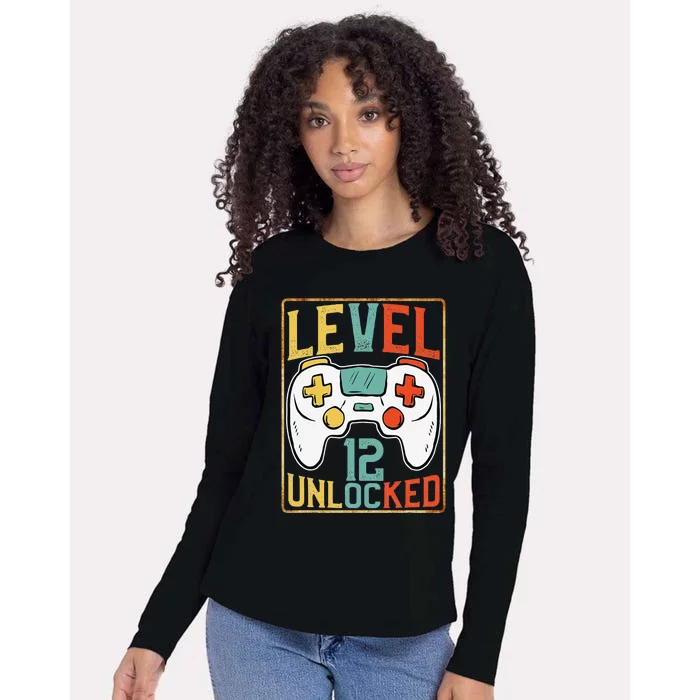 Level 12 Unlocked 12th Birthday Video Games Lover Gamer Womens Cotton Relaxed Long Sleeve T-Shirt