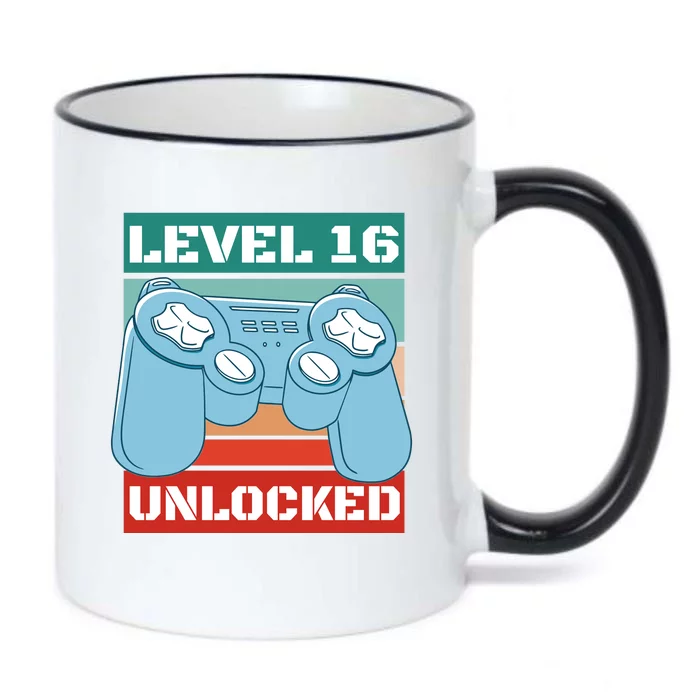 Level 16 Unlocked Gaming Retro Black Color Changing Mug