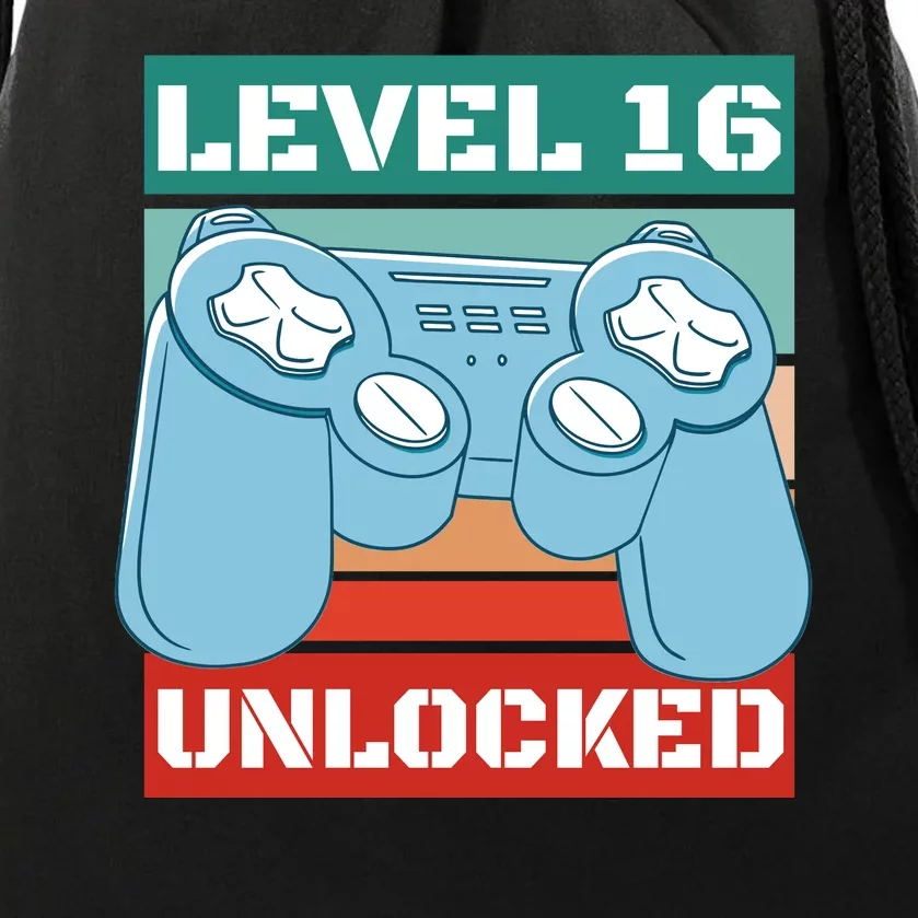 Level 16 Unlocked Gaming Retro Drawstring Bag