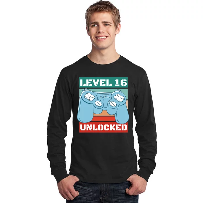 Level 16 Unlocked Gaming Retro Tall Long Sleeve T-Shirt