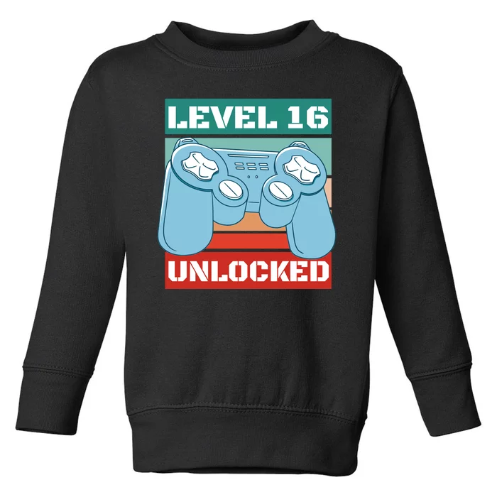 Level 16 Unlocked Gaming Retro Toddler Sweatshirt