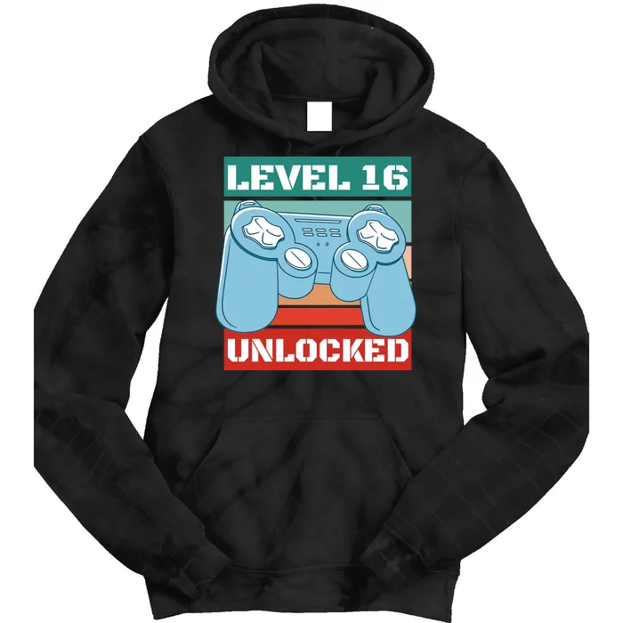 Level 16 Unlocked Gaming Retro Tie Dye Hoodie