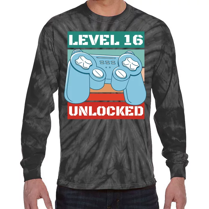 Level 16 Unlocked Gaming Retro Tie-Dye Long Sleeve Shirt