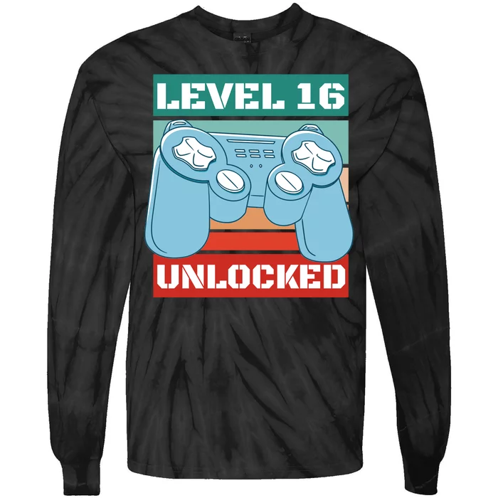 Level 16 Unlocked Gaming Retro Tie-Dye Long Sleeve Shirt