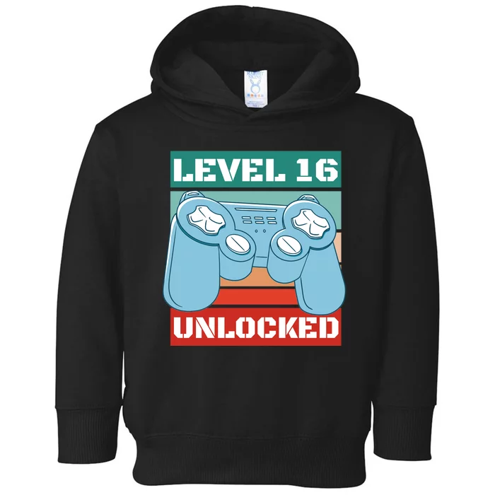 Level 16 Unlocked Gaming Retro Toddler Hoodie