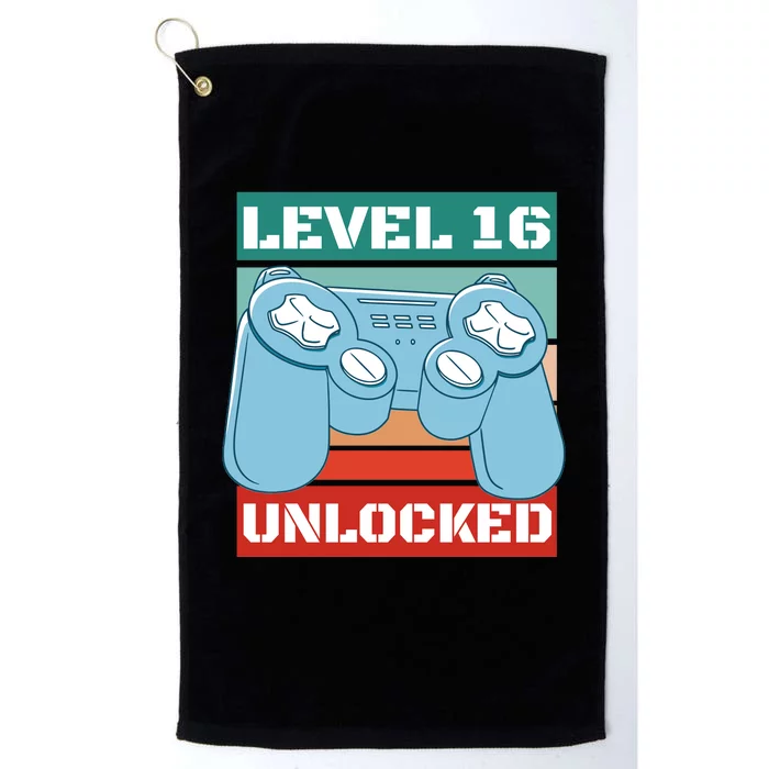 Level 16 Unlocked Gaming Retro Platinum Collection Golf Towel