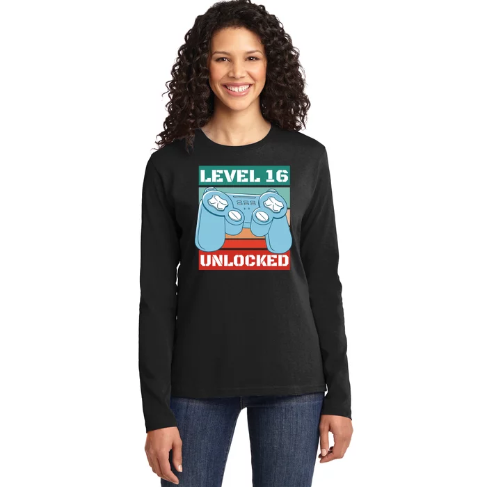 Level 16 Unlocked Gaming Retro Ladies Long Sleeve Shirt