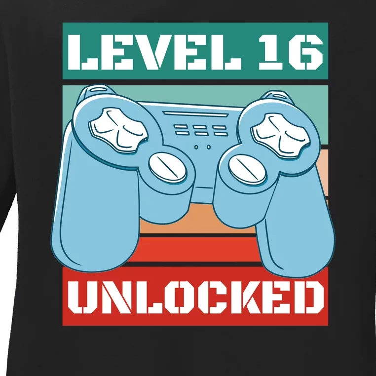 Level 16 Unlocked Gaming Retro Ladies Long Sleeve Shirt