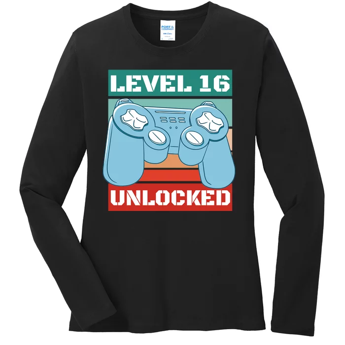 Level 16 Unlocked Gaming Retro Ladies Long Sleeve Shirt