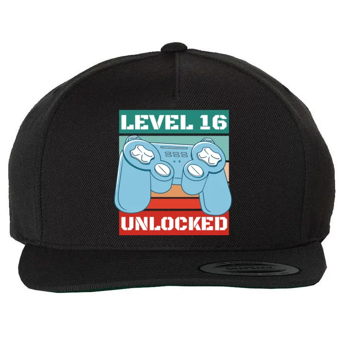 Level 16 Unlocked Gaming Retro Wool Snapback Cap