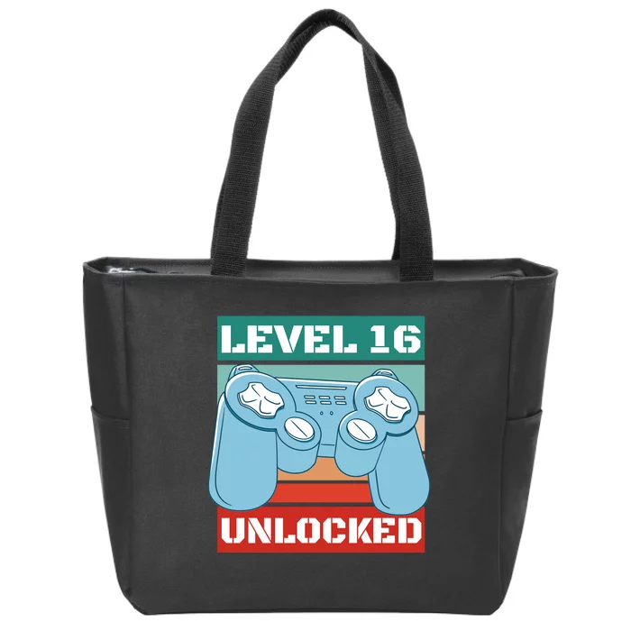 Level 16 Unlocked Gaming Retro Zip Tote Bag