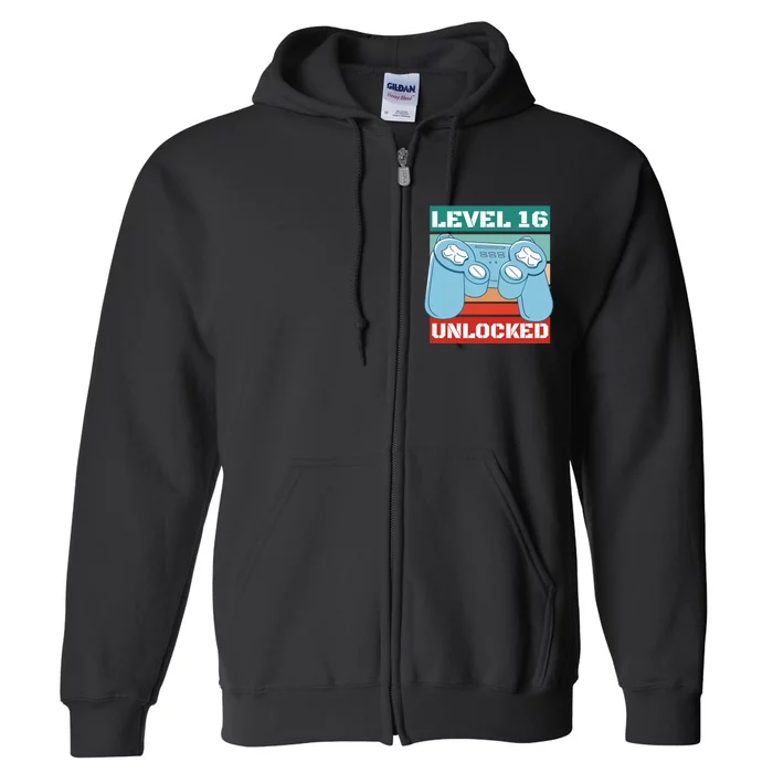 Level 16 Unlocked Gaming Retro Full Zip Hoodie