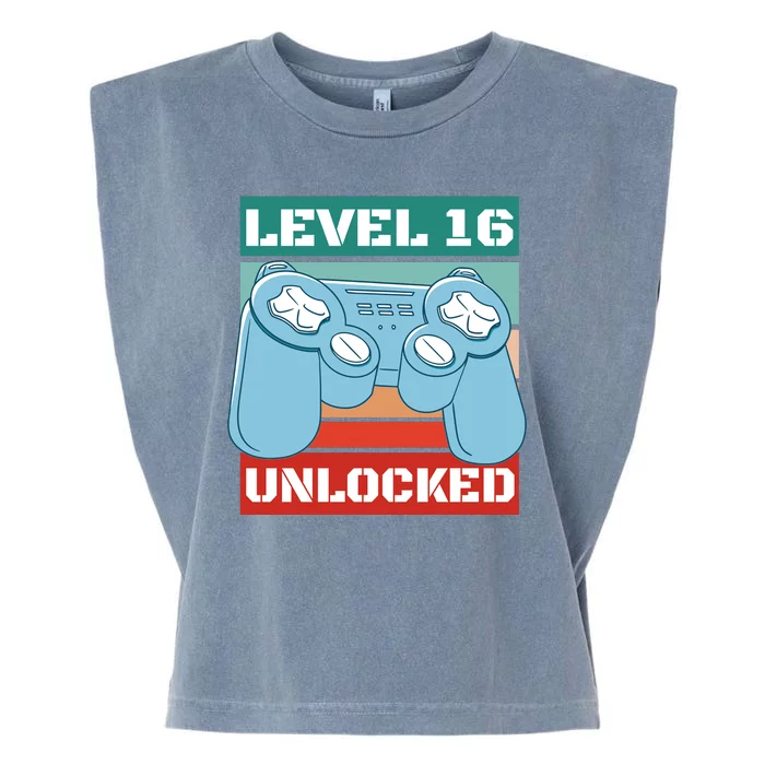 Level 16 Unlocked Gaming Retro Garment-Dyed Women's Muscle Tee