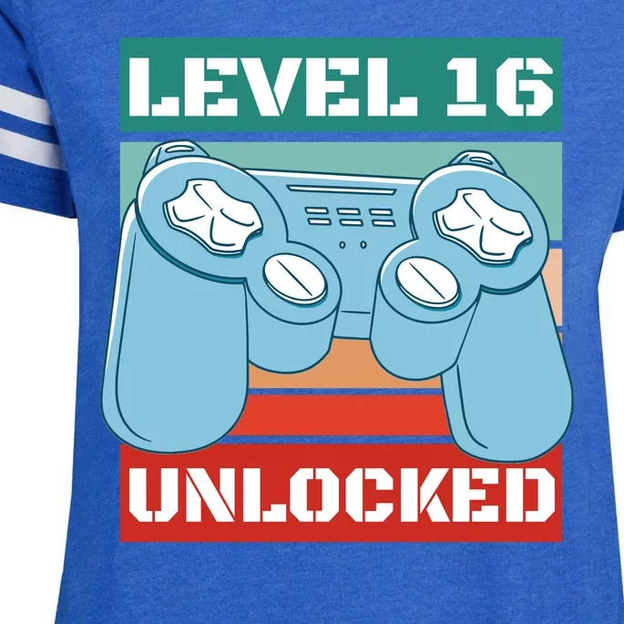 Level 16 Unlocked Gaming Retro Enza Ladies Jersey Football T-Shirt