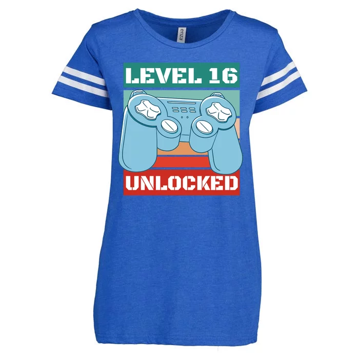 Level 16 Unlocked Gaming Retro Enza Ladies Jersey Football T-Shirt