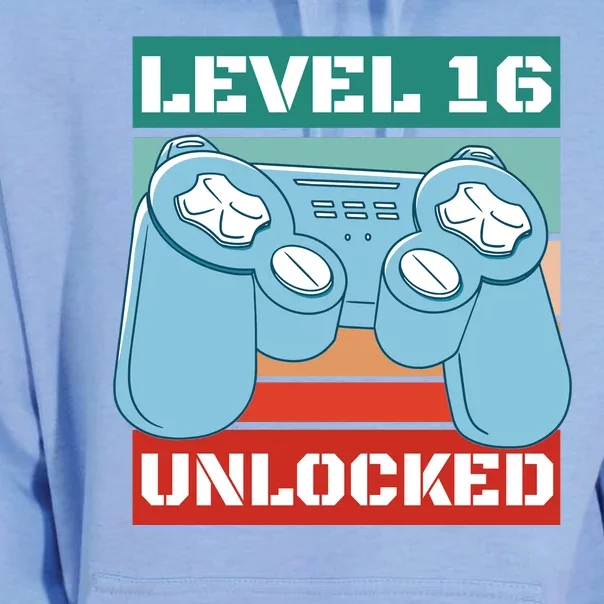 Level 16 Unlocked Gaming Retro Unisex Surf Hoodie