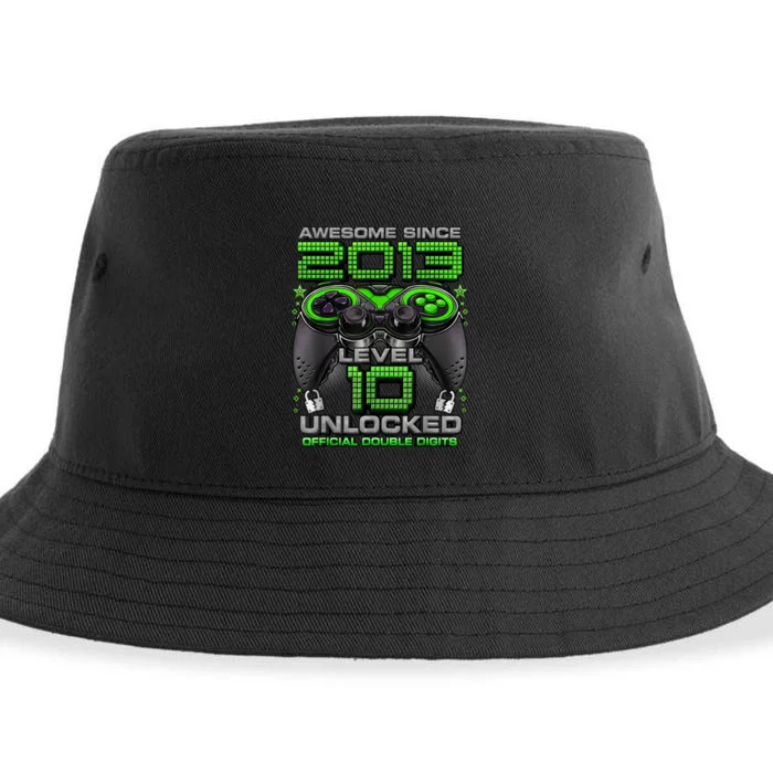 Level 10 Unlocked Awesome Since 2013 10th Birthday Gaming Sustainable Bucket Hat