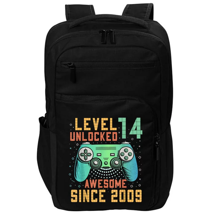 Level 14 Unlocked 14th Birthday 14 Year Old Boy Gamer Bday Impact Tech Backpack