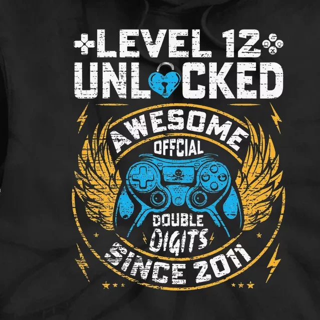 Level 12 Unlocked Since 2011 12nd Birthday Gaming Tie Dye Hoodie