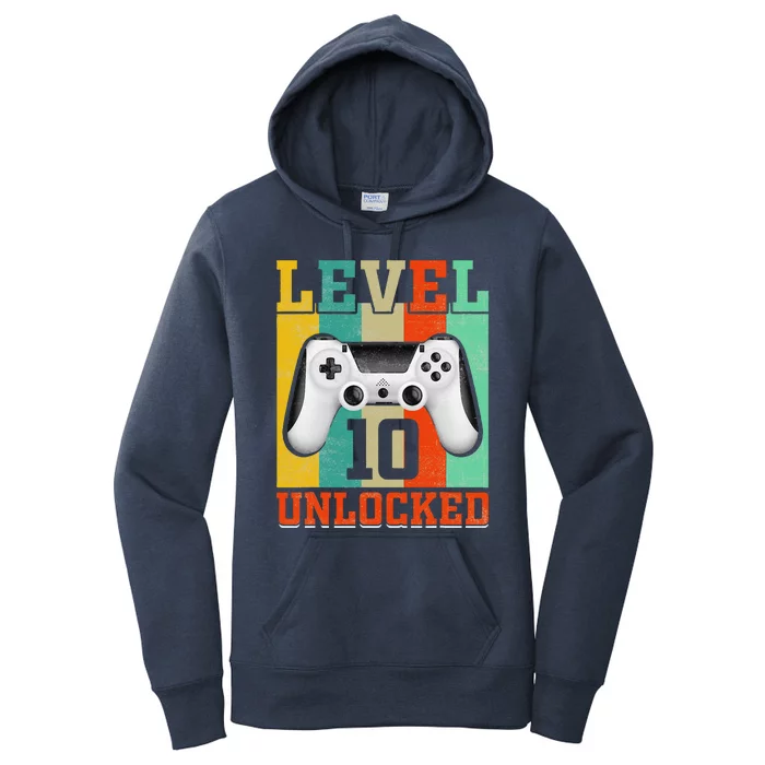 Level 10 Unlocked Birthday For 10 Years Old Gamer Bday Women's Pullover Hoodie