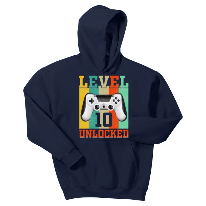 Level 10 Unlocked Birthday For 10 Years Old Gamer Bday Kids Hoodie